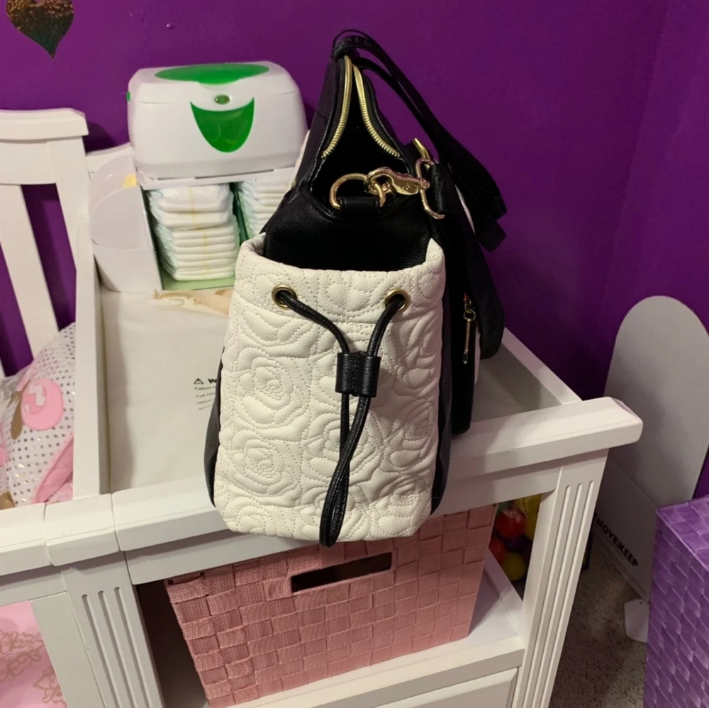 Keeping for now ✌️  Betsey Johnson • Black White Rose Embossed Diaper Bag - Picture 3 of 7